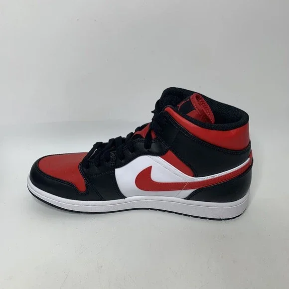 Nike Air Jordan 1 Mid Mens 10.5 'Bred Toe' Red Black White 554724 079 NEW